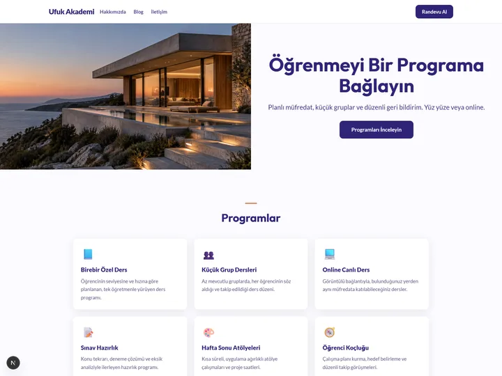 Eğitim & Kurs kurumsal site teması — Düzenli bloklar, okunaklı yazı